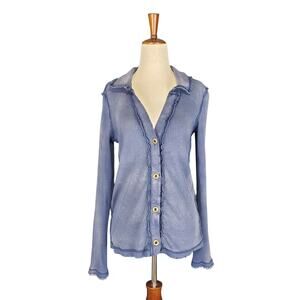 We The Free Distressed Navy Lightweight Cardigan Long-sleeved Top - Medium